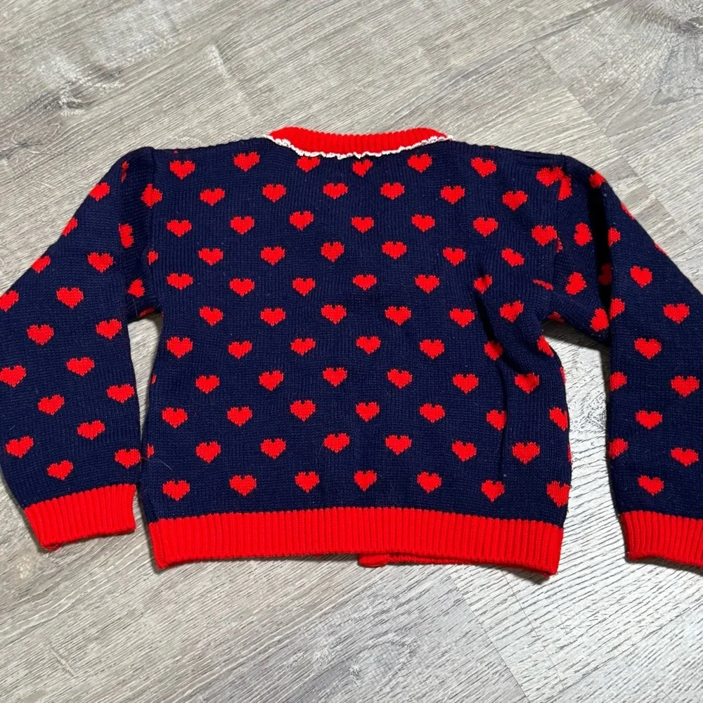 Vintage Girls Jelly Beans Hearts Bows Button Cardigan sweater 80s - Picture 4 of 6